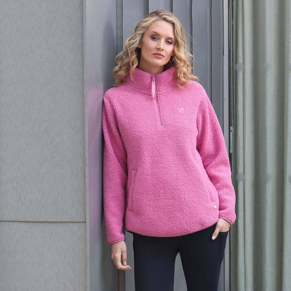 Ladies Julia Half Zip - Pink-Closer View of the Front