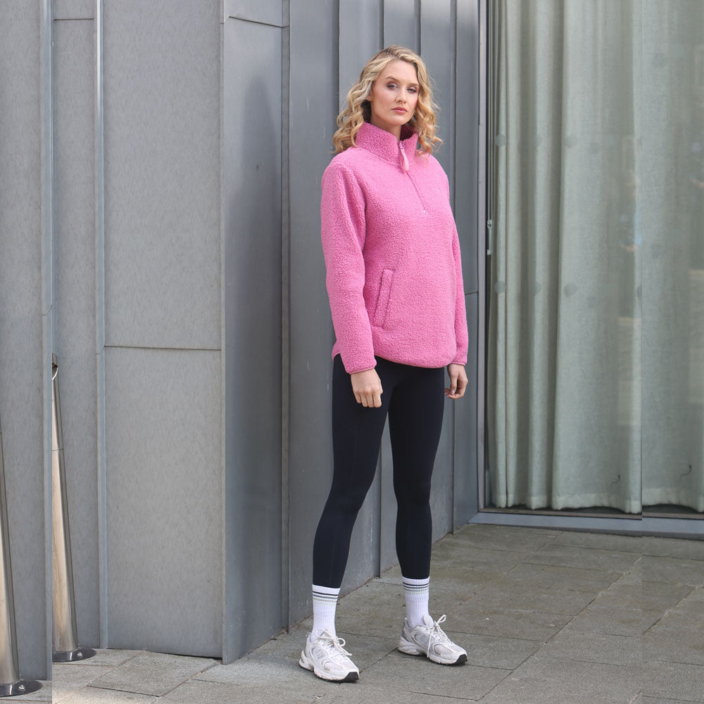Ladies Julia Half Zip - Pink-Model Full Front View