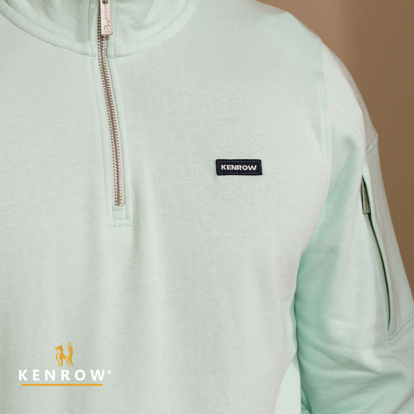 Kenrow Menswear Julien Green Half Zip Knit Green detail view