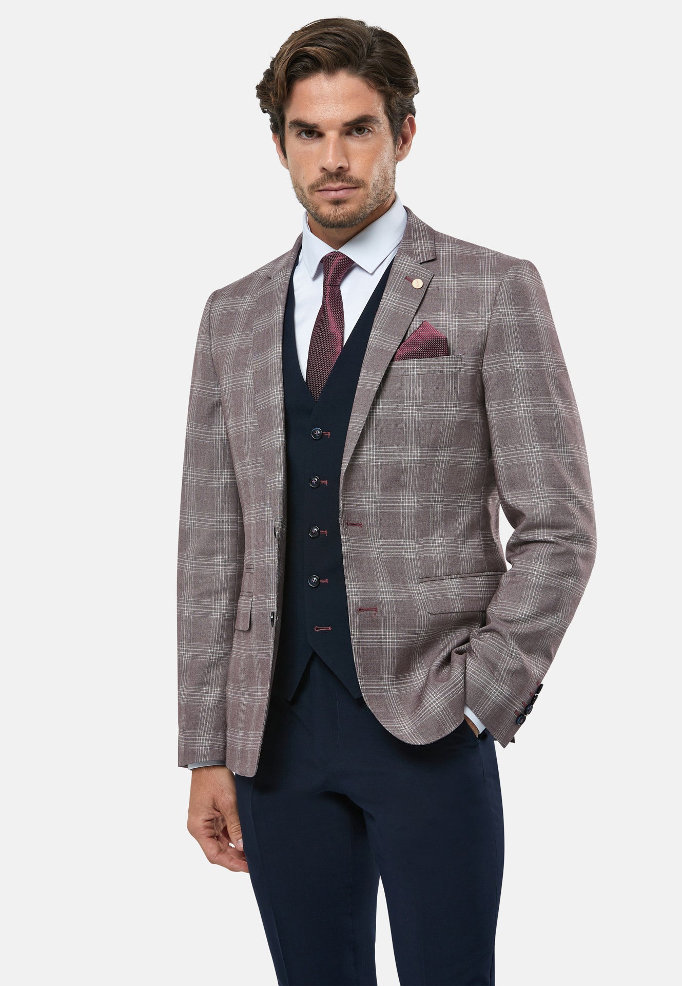Men's Jackson Plum 3 Piece Suit-Jacket View