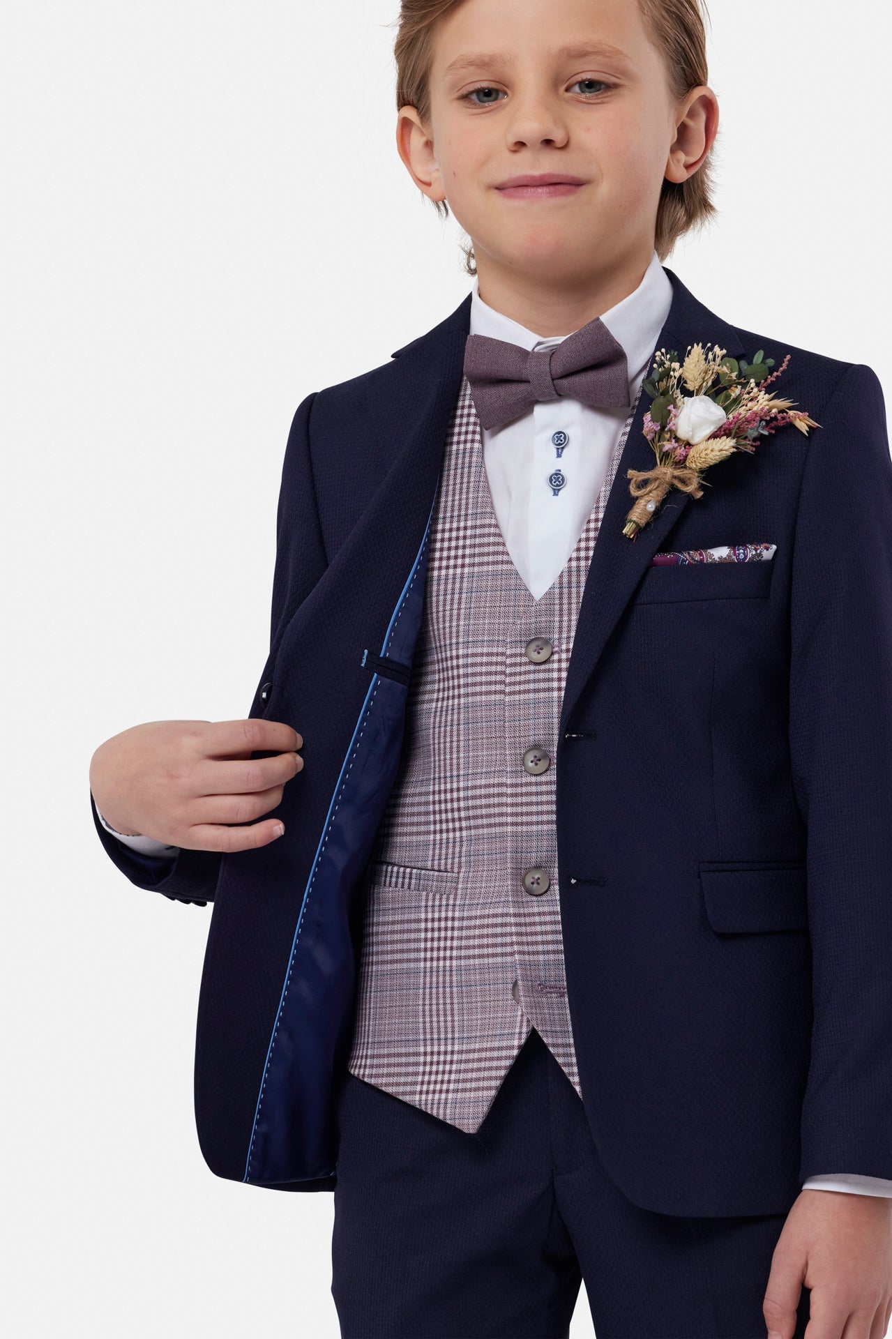 Benetti Boyswear Boys Jeff Waistcoat - Blush Blush model front view