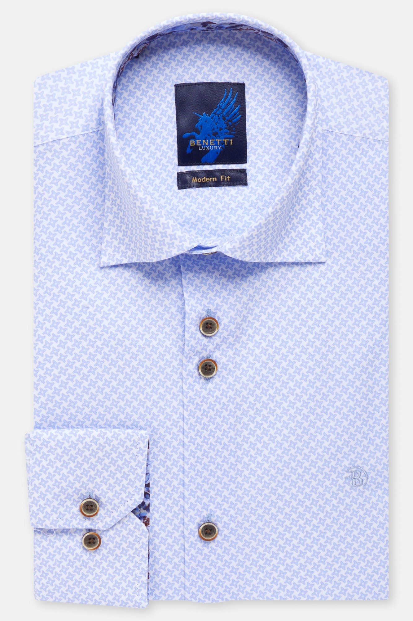 BENETTI Julius Sky Long Sleeve Shirt SKY front view