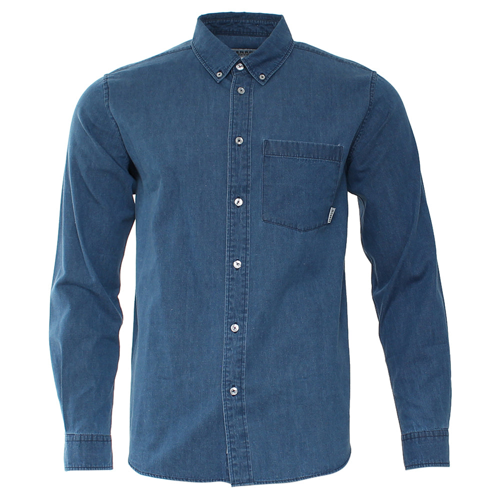 Kenrow Menswear Keenan Denim Mid Blue Shirt Mid Blue back view