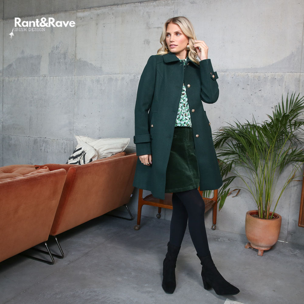 Ladies Kyrie Green Coat-Model Front View Again