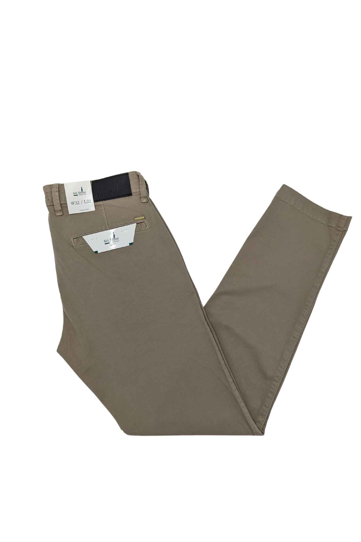 6TH SENSE Kansas Tapered Fit Chinos Beige model front view