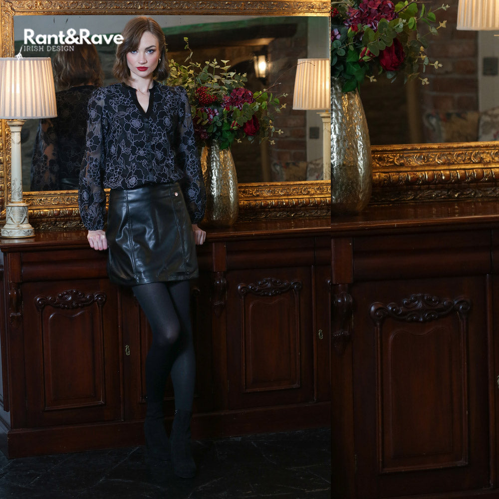 Ladies Layla Black Blouse-Model Full Front View