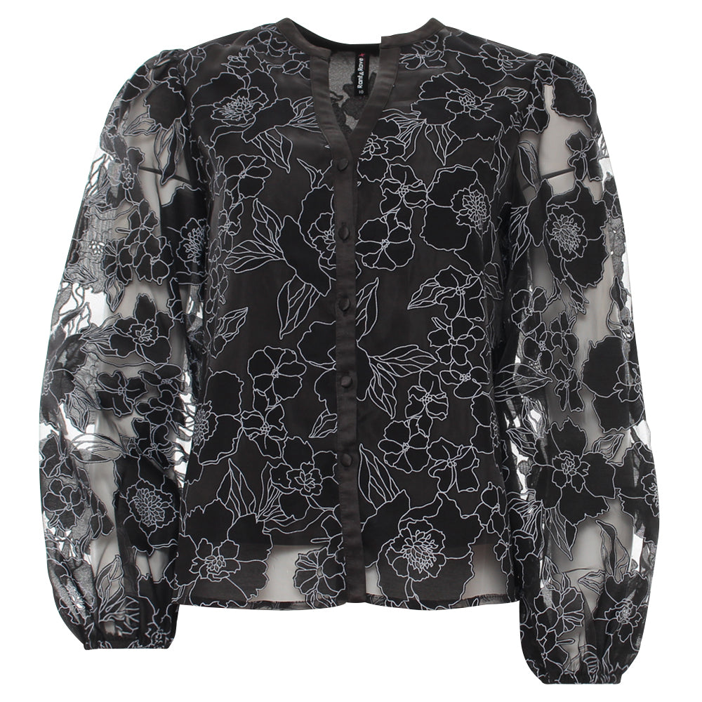 Ladies Layla Black Blouse-Ghost Front View