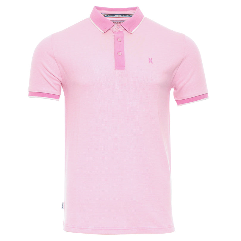 Men's Leigh Pink Polo Shirt-Ghost Front View