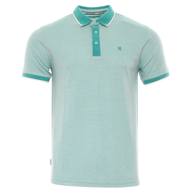 Men's Leigh Teal Polo Shirt-Ghost Front View