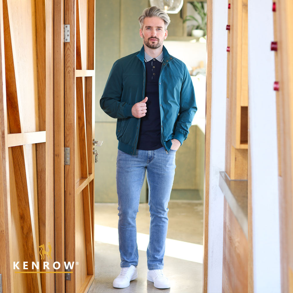 Men's Louis Dark Teal Jacket-Model Full Front View