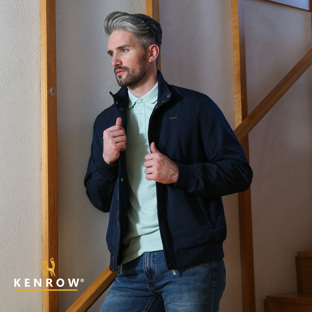 Men's Louis Navy Jacket-Side/Front View