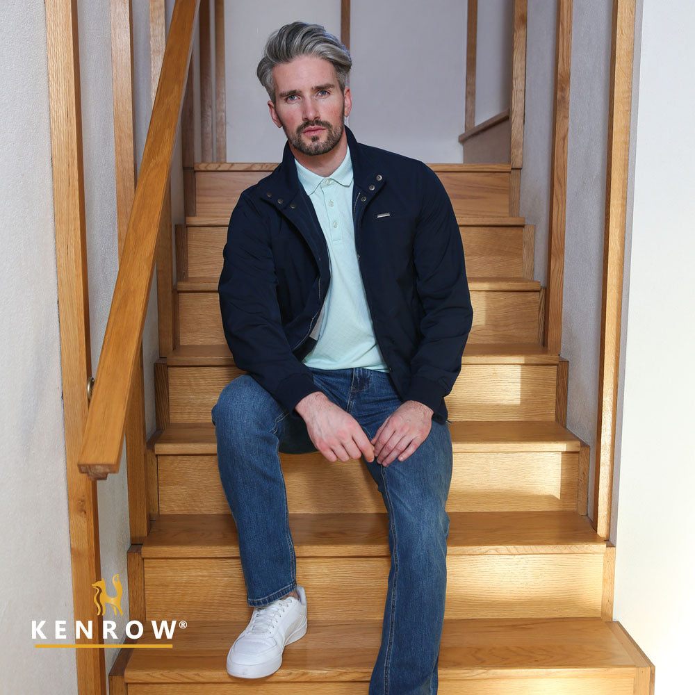 Men's Louis Navy Jacket-Model Front View
