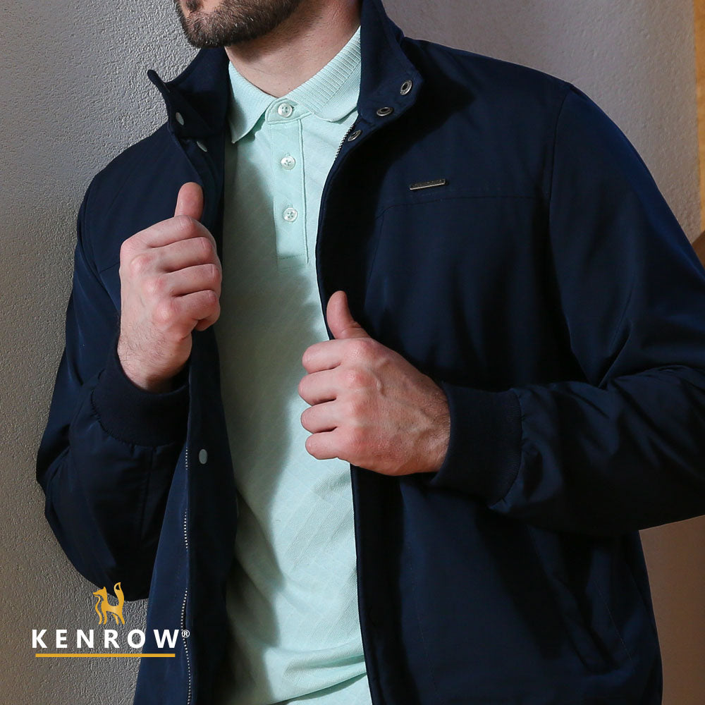 Men's Louis Navy Jacket-Close Up View