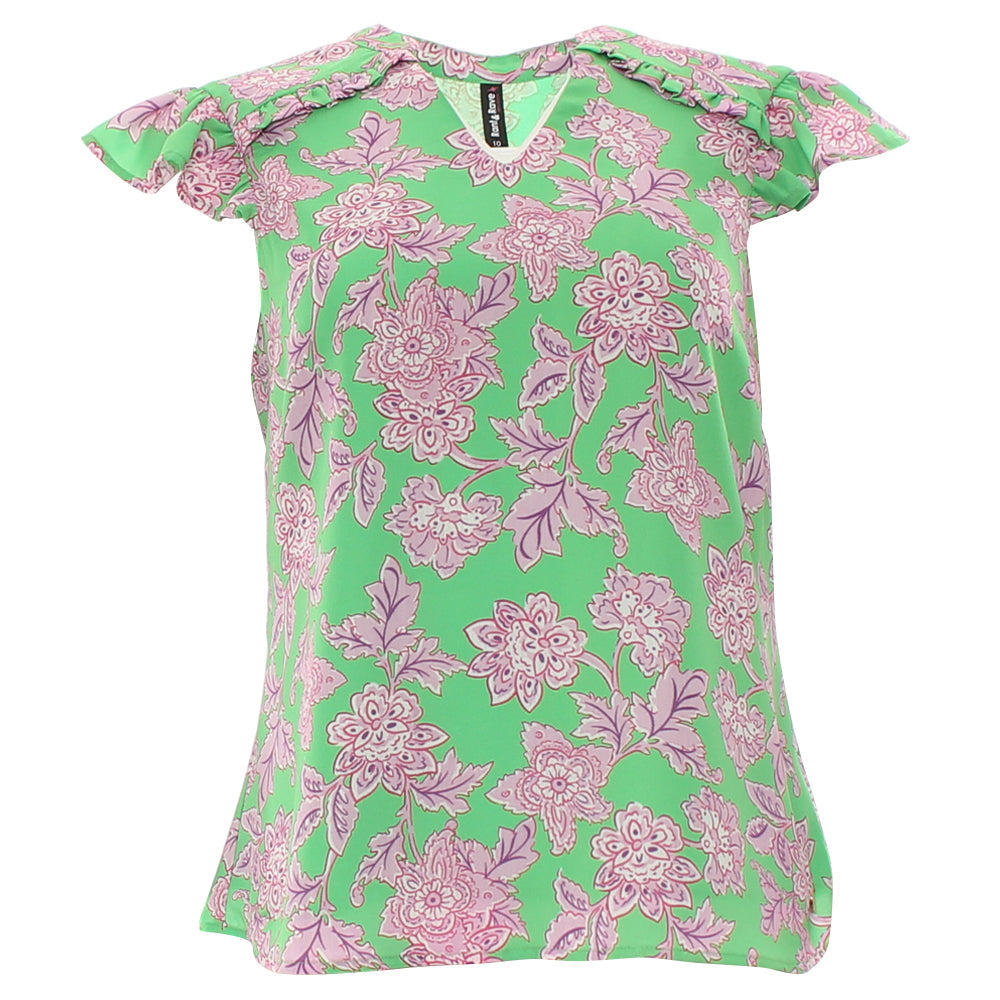 Ladies Leana Green Top-Front View