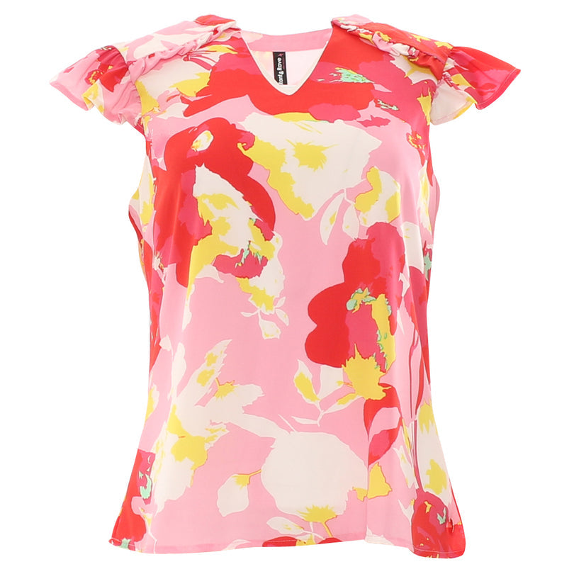 Ladies Leana Pink Top-Ghost Front View