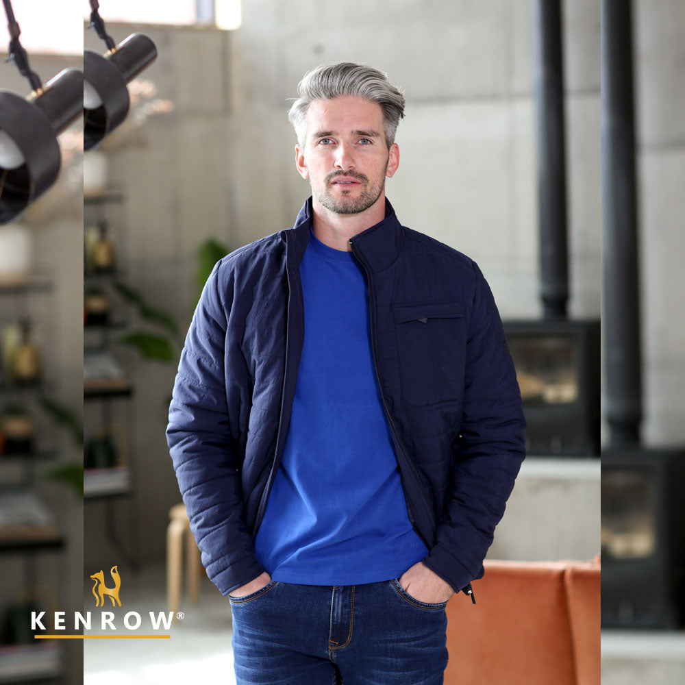 Kenrow Menswear Logan Navy Jacket Navy model front view