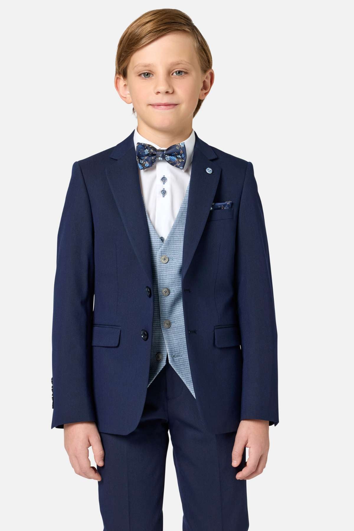 Benetti Boyswear Boys Lucas Blue Waistcoat Blue front view