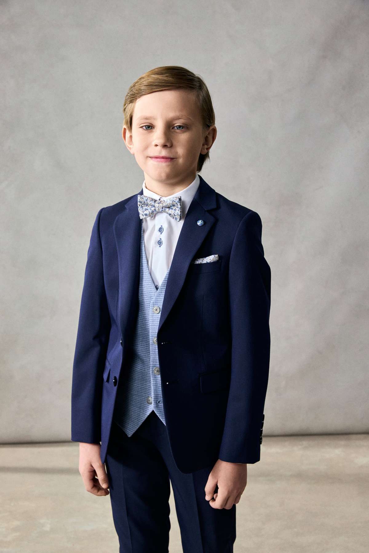 Benetti Boyswear Boys Lucas Blue Waistcoat Blue model front view