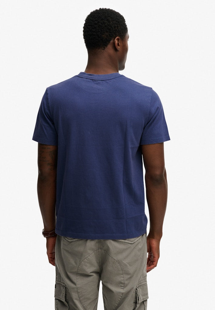 Superdry 1954 Company Relaxed Tee in Hampton Blue back model view