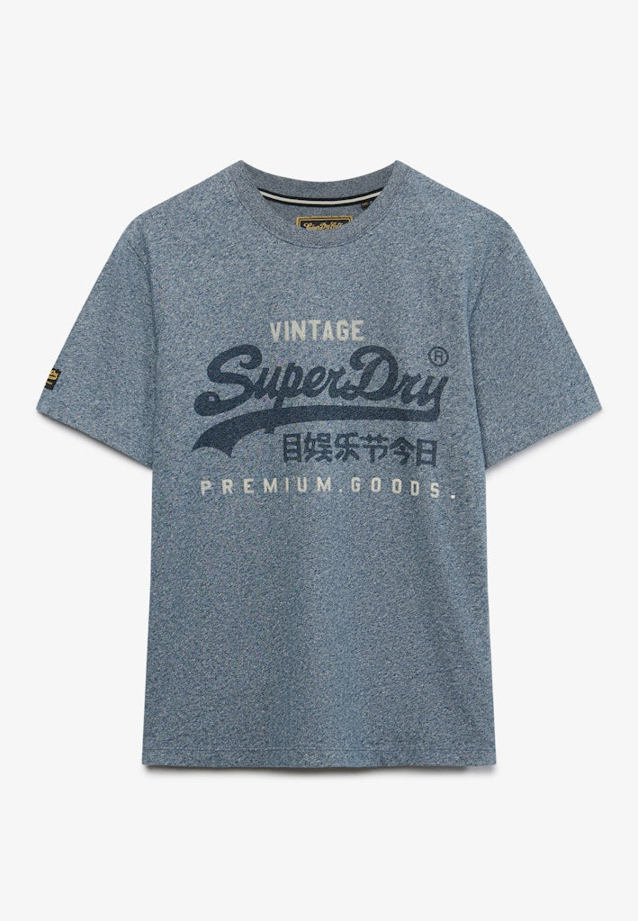 Superdry Vintage Logo Heritage Relaxed Tee in Denim Blue Marl front view