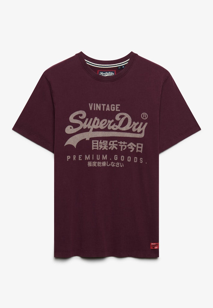 Superdry Vintage Logo Classic Tee in Port Red front view
