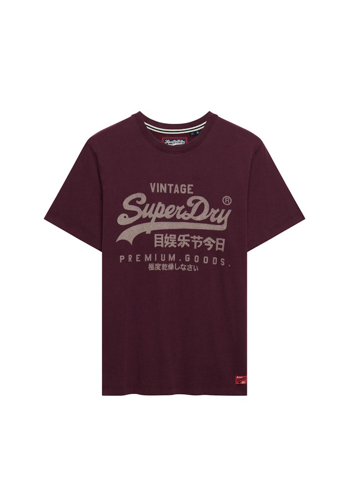 Superdry Vintage Logo Classic Tee in Port Red angled view