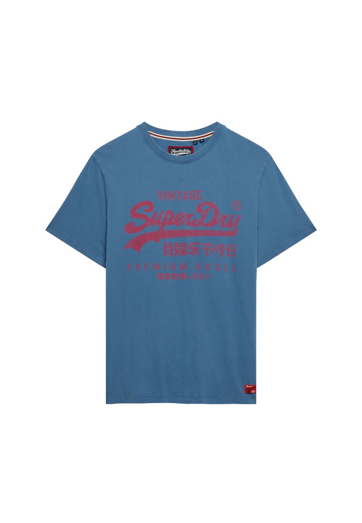 Superdry Vintage Logo Classic Tee in Wedgewood Blue angled view