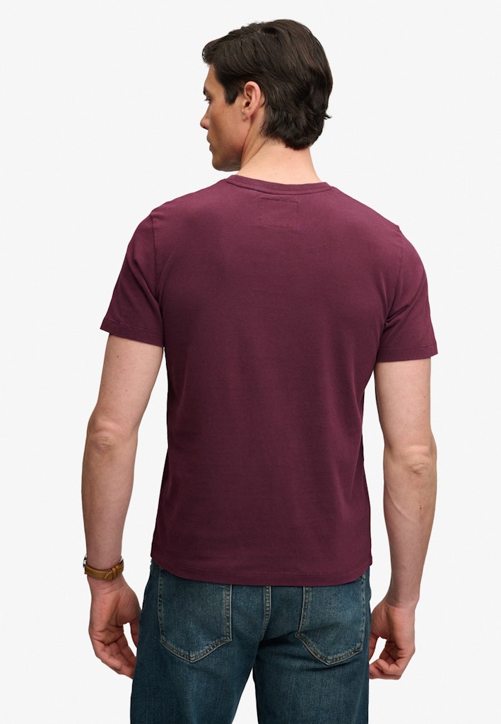 Superdry Vintage Logo Classic Tee in Port Red back model view