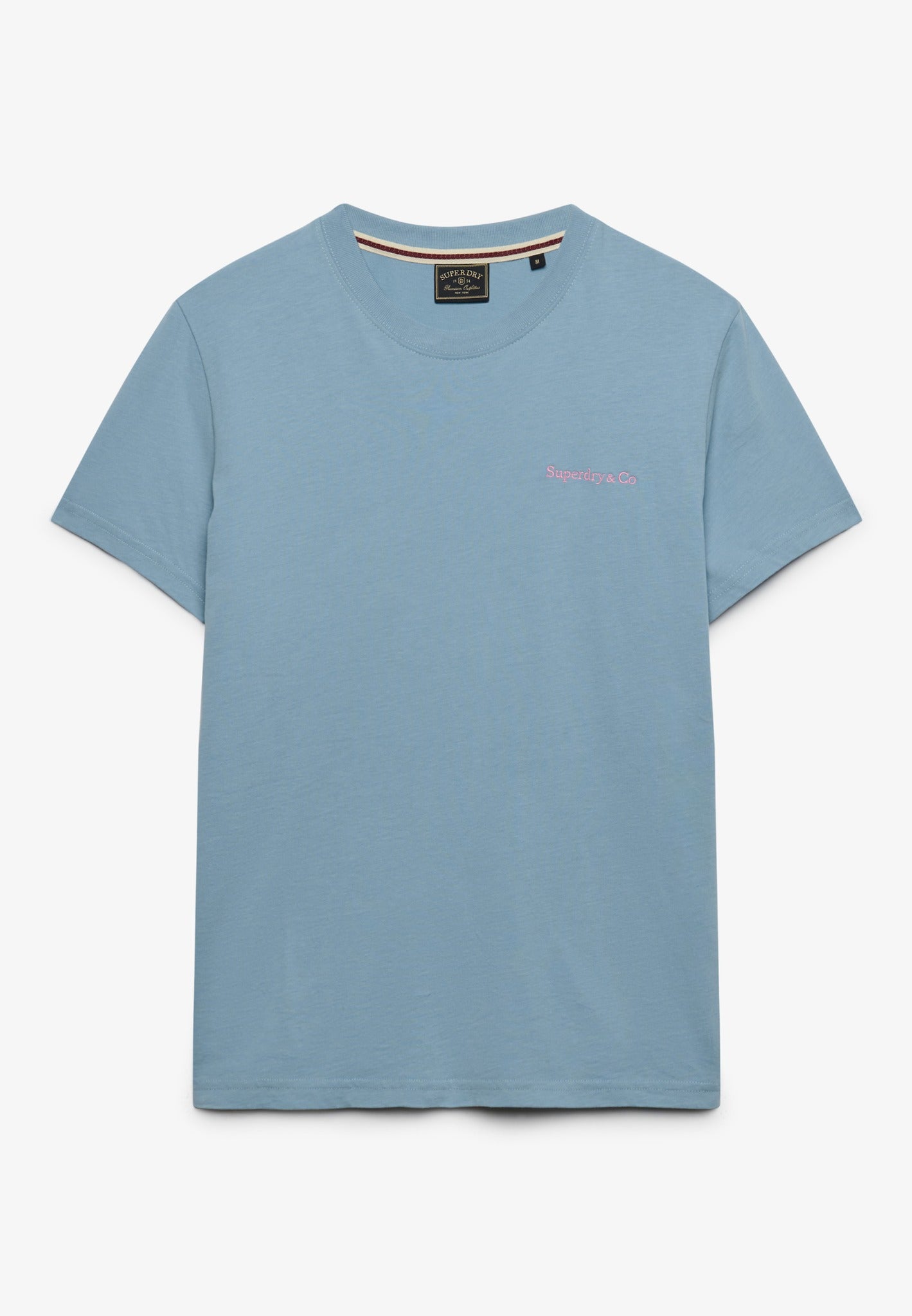 Superdry Essential Company Logo Tee in China Blue/Pink front view