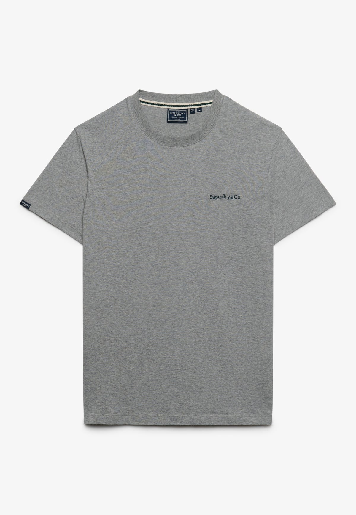 Superdry Essential Company Logo Tee in Sleet Grey Marl/Green front view