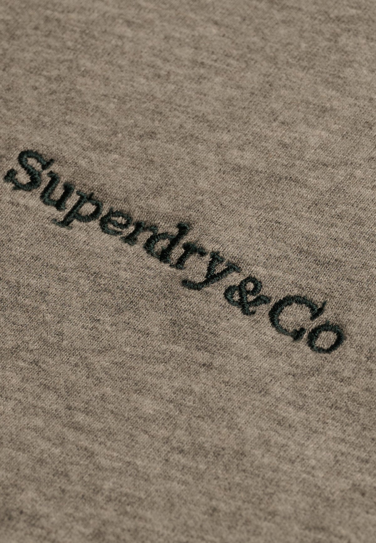 Superdry Essential Company Logo Tee in Sleet Grey Marl/Green embroidered logo detail