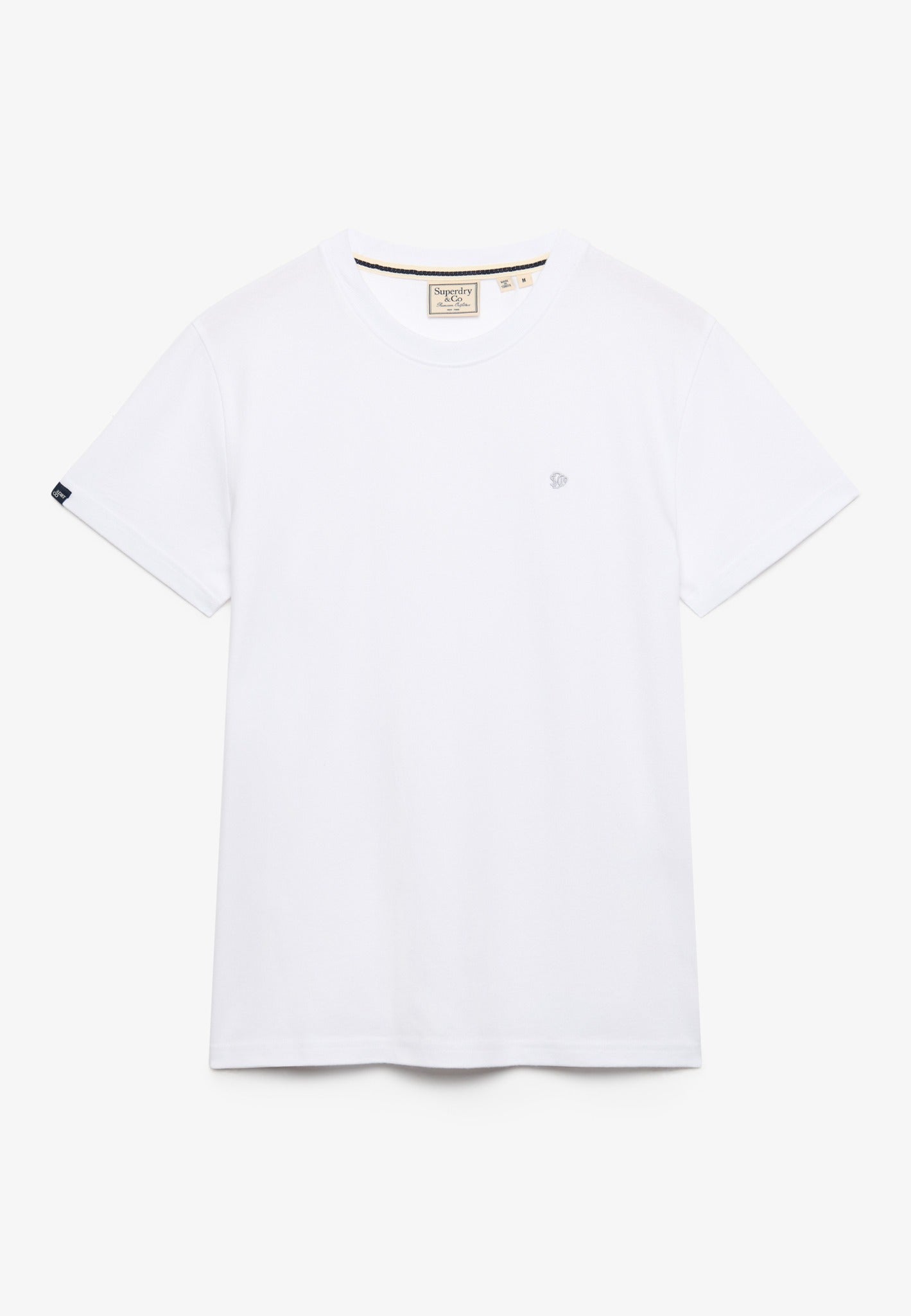Superdry Essential Sdco Logo Embroidered Tee in Optic/Cold Grey front view