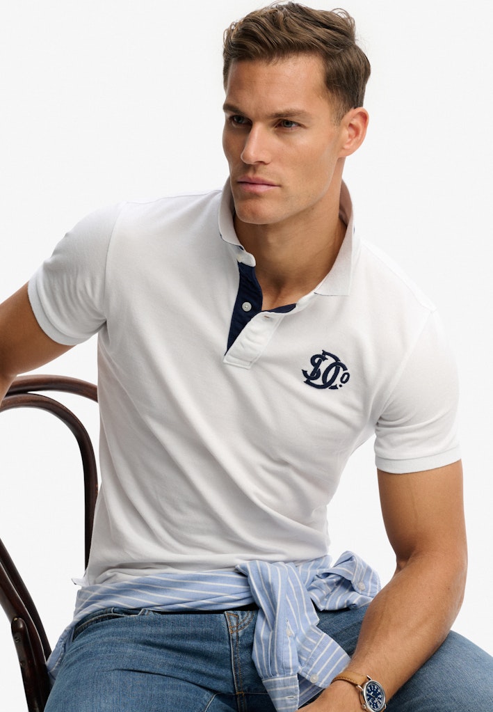 SUPERDRY Pique Monogram Polo-Optic/darkest Navy Optic/Darkest Navy detail view
