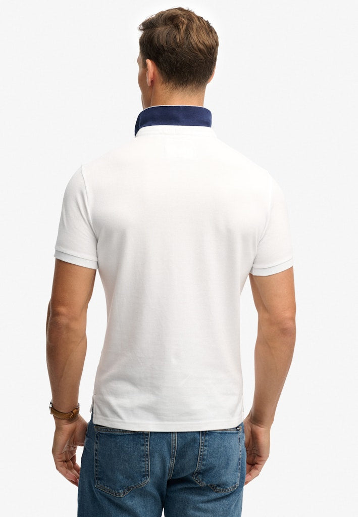SUPERDRY Pique Monogram Polo-Optic/darkest Navy Optic/Darkest Navy side view