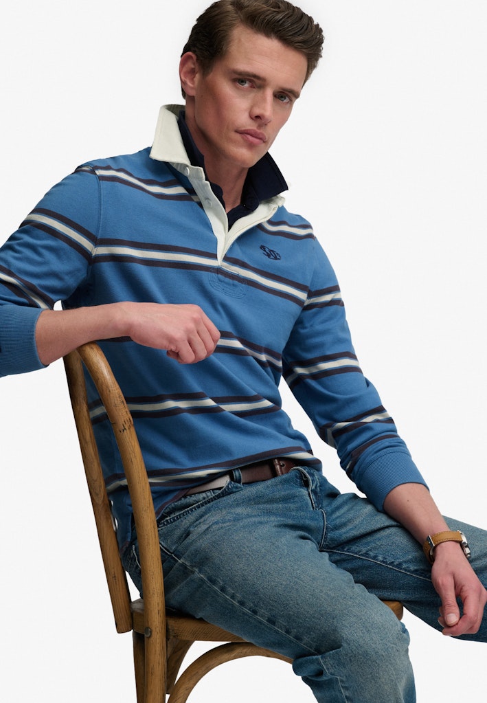 SUPERDRY Vintage Athletic Stripe Rugby-Blue Stripe Blue Stripe detail view