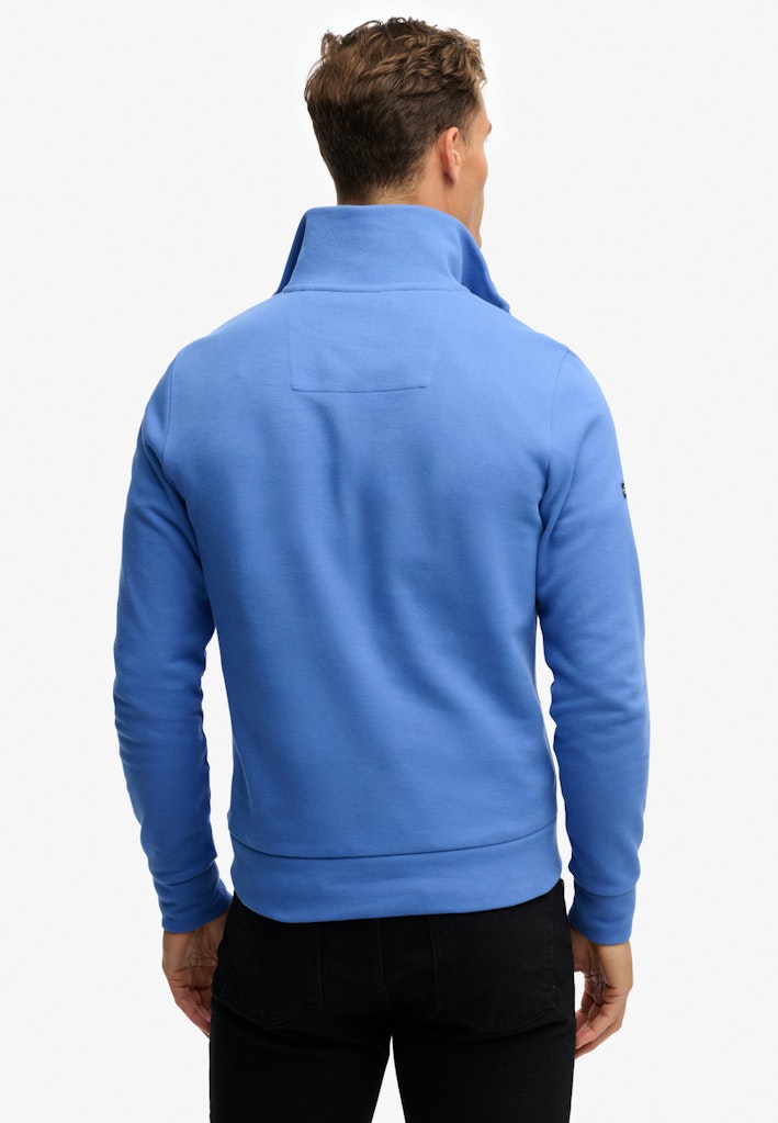 SUPERDRY Essential Pique Half Zip-Chambray Blue Chambray Blue side view