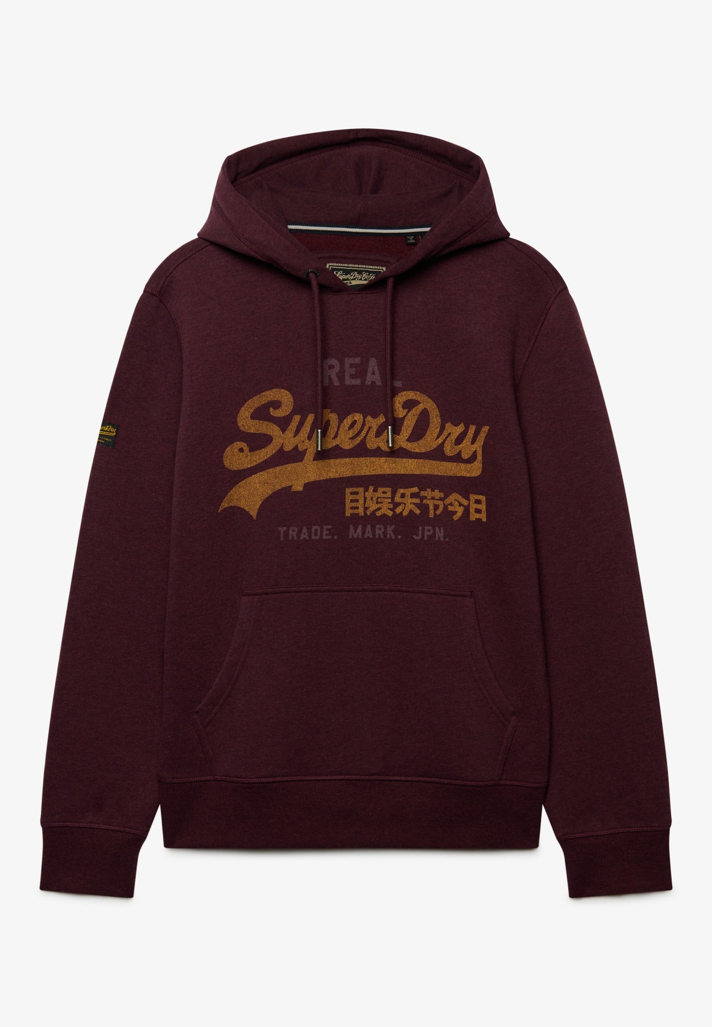 Superdry Vintage Logo Heritage Relaxed Hood in Tawny Port Marl front view