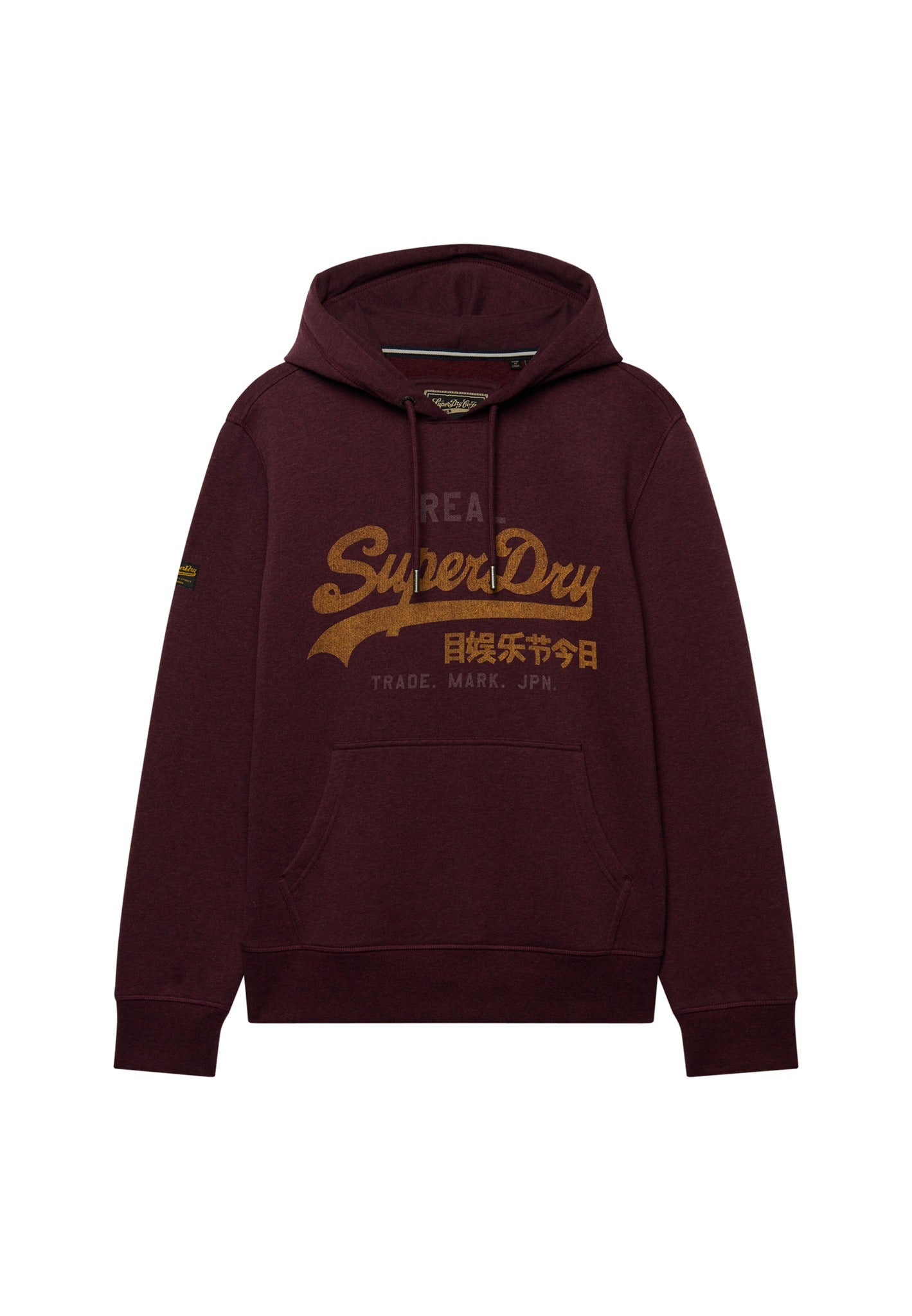 Superdry Vintage Logo Heritage Relaxed Hood in Tawny Port Marl angled view