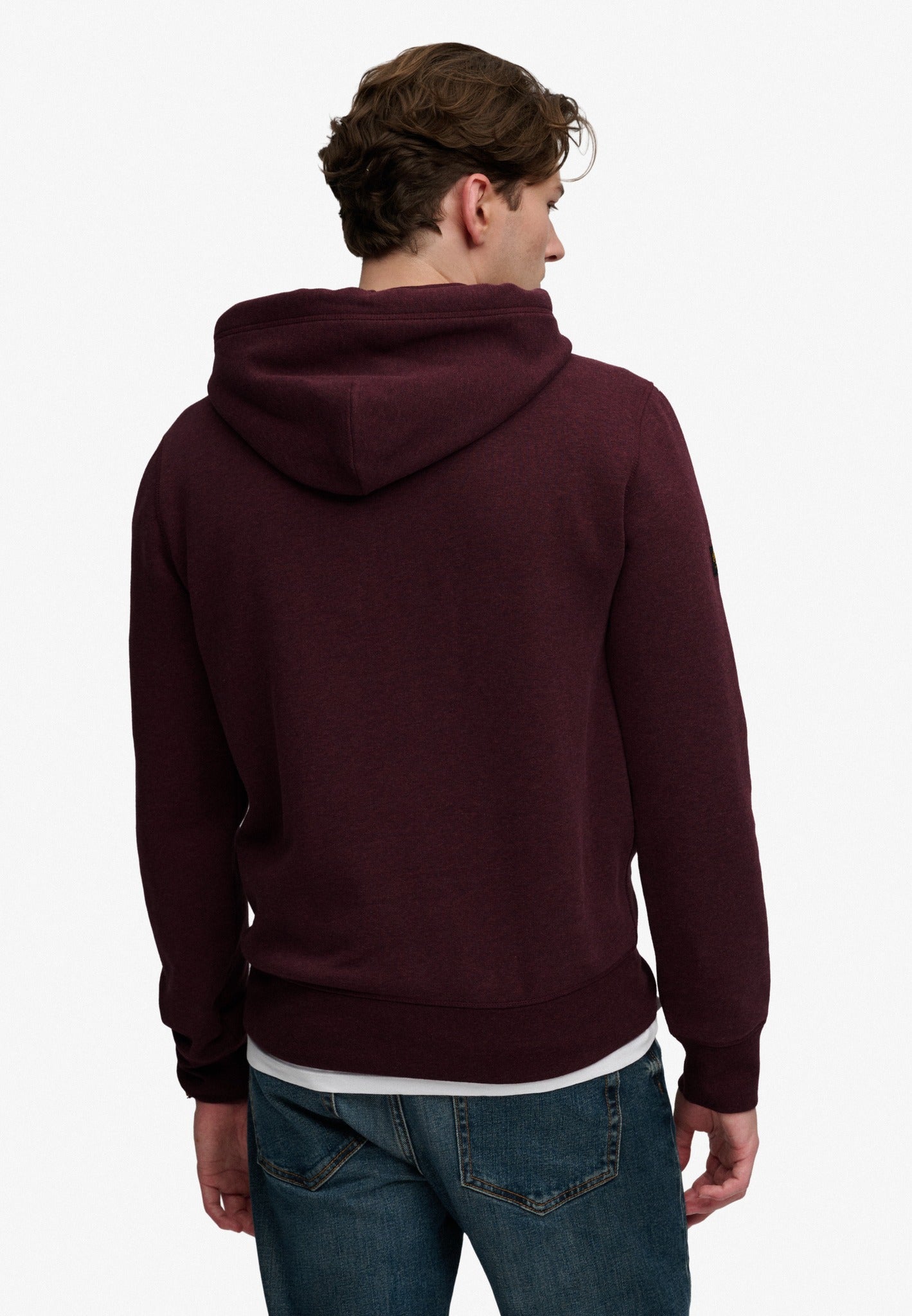 Superdry Vintage Logo Heritage Relaxed Hood in Tawny Port Marl back model view