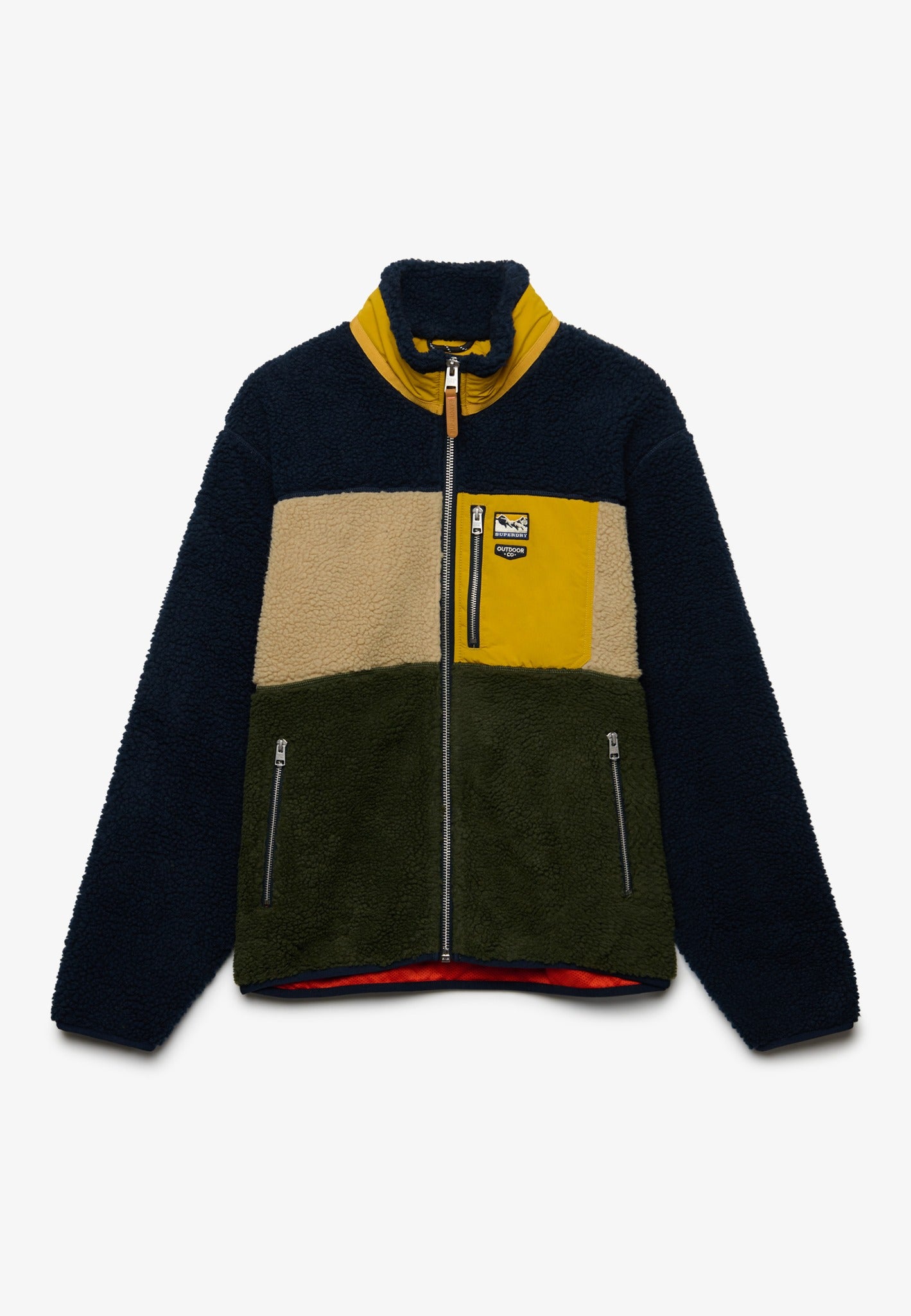 Superdry Colour Block Retro Zip Fleece in Eclipse Navy Mix front view
