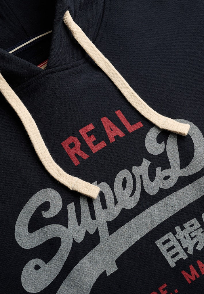 SUPERDRY Vintage Logo Classic Hood-Eclipse Navy Eclipse Navy flat front view