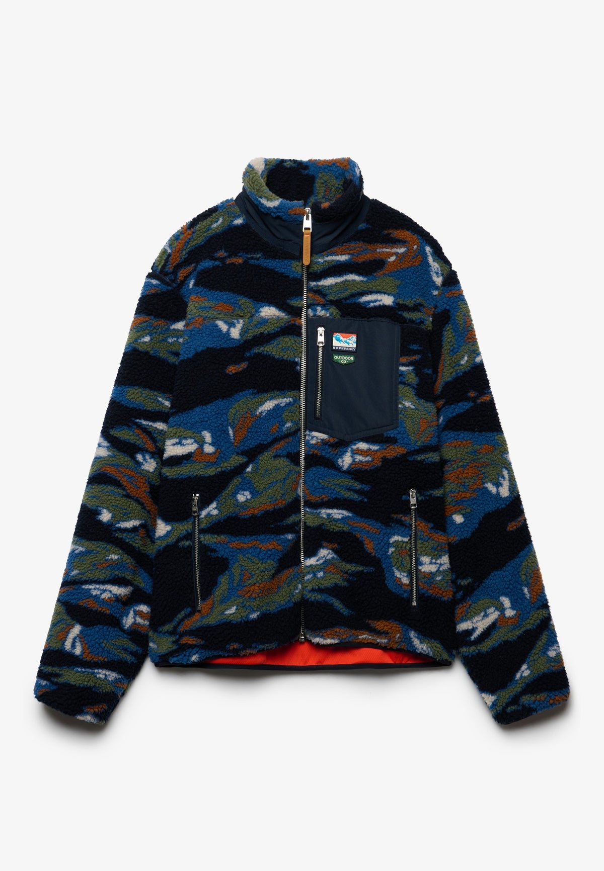 Superdry Terrain Fleece Zip Thru in Navy Terrain front view