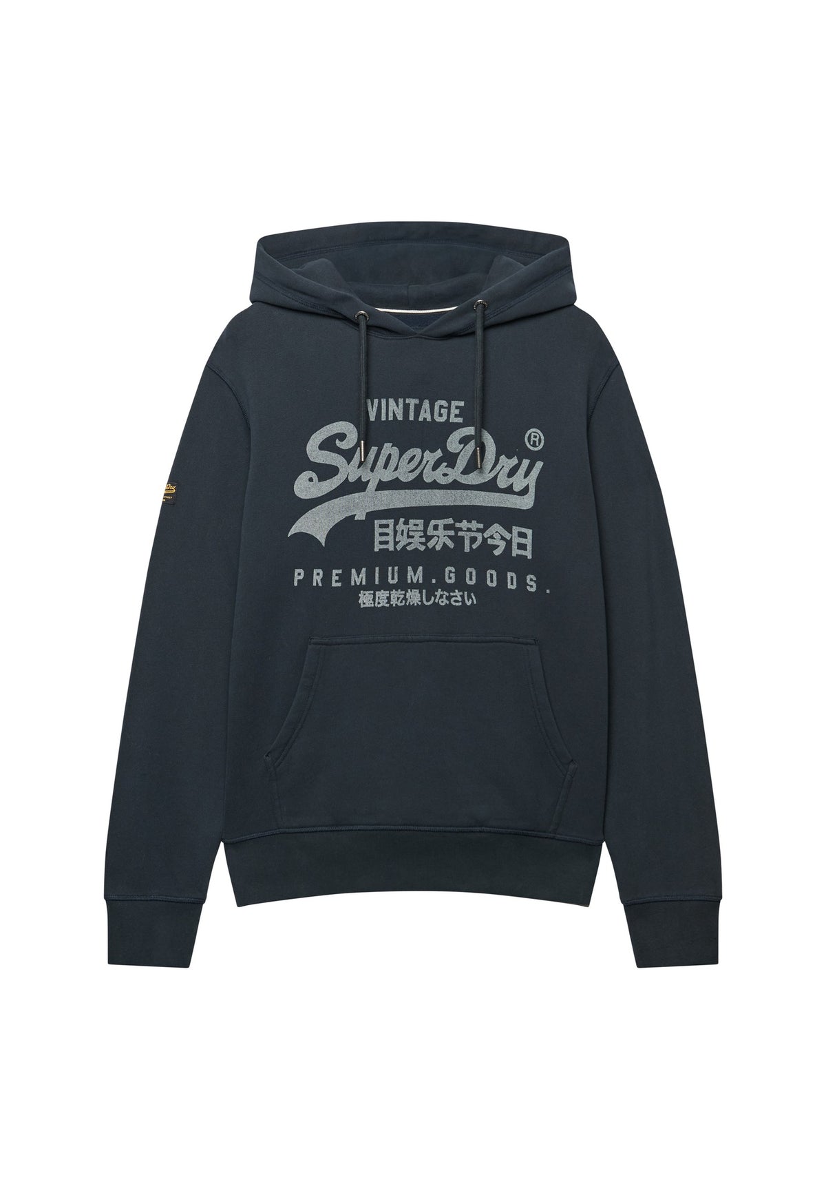 Superdry Vintage Logo Classic Hoodie in Eclipse Navy angled product view