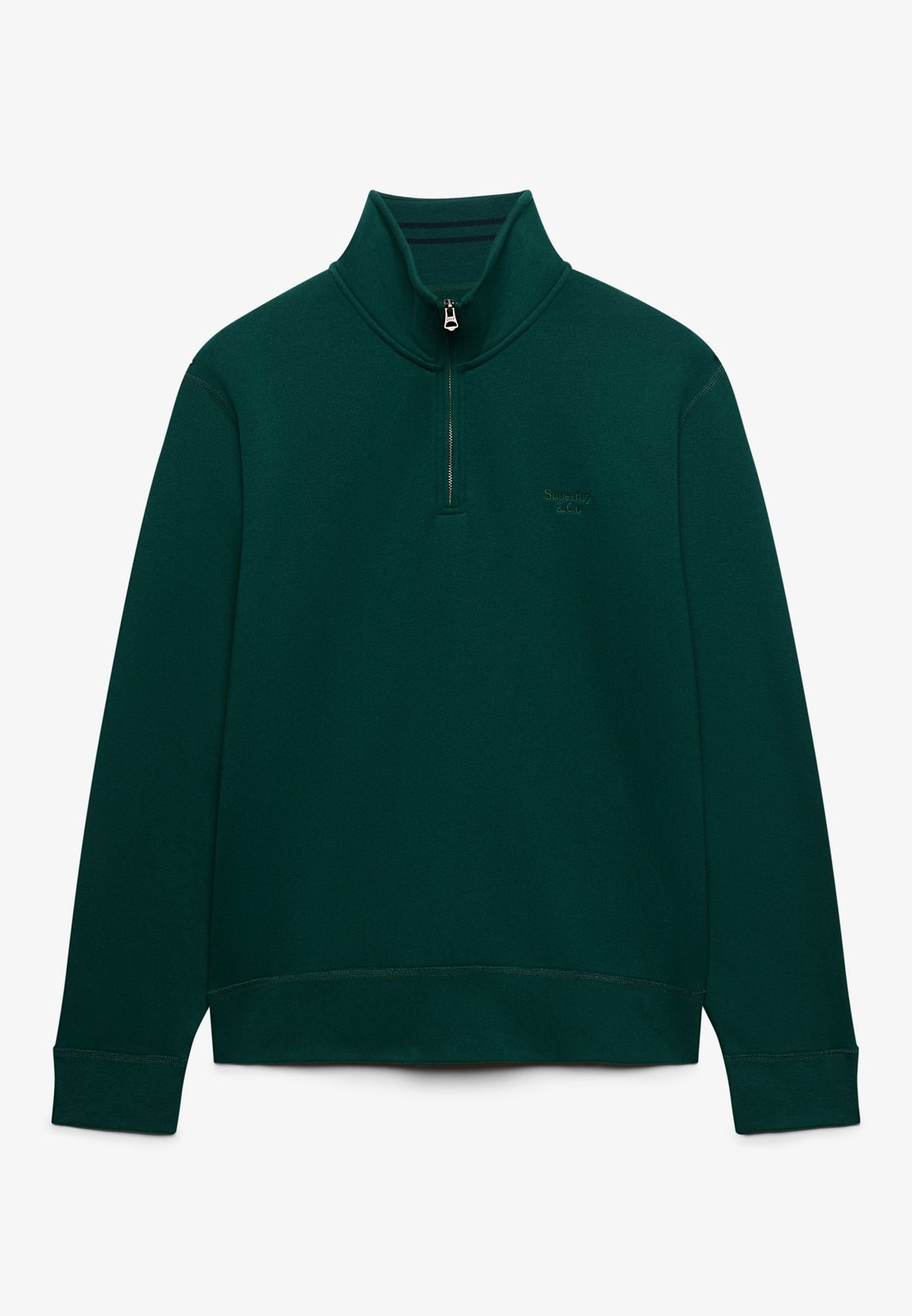 Superdry Essential Serif Logo Half Zip in Varsity Green front view