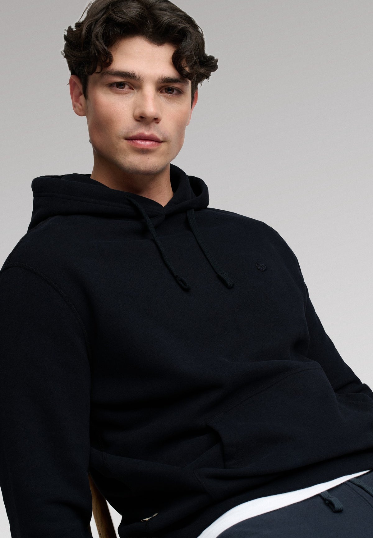Superdry Essential Sdco Logo Hoodie in Dark Navy full length model view