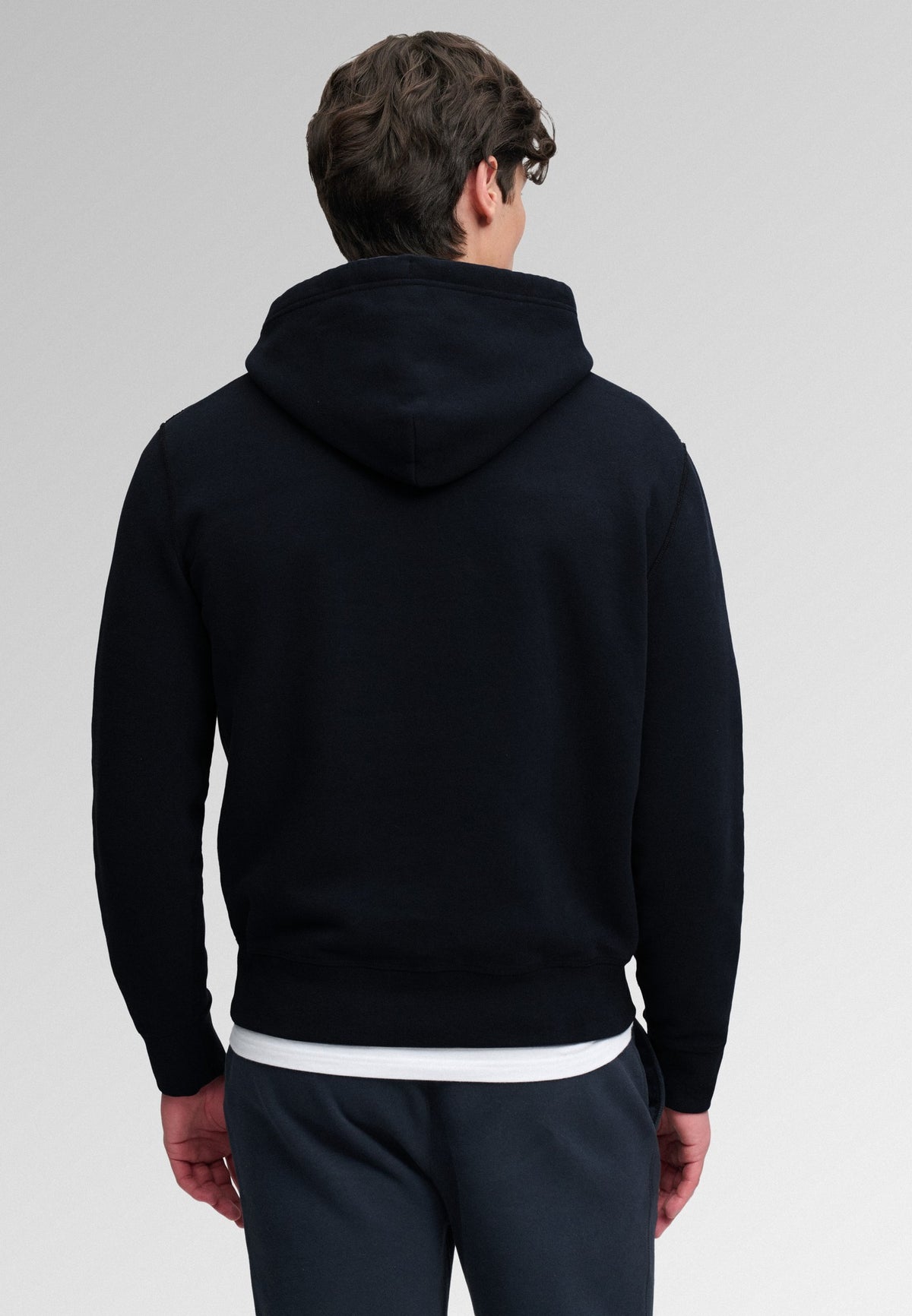Superdry Essential Sdco Logo Hoodie in Dark Navy back view on model