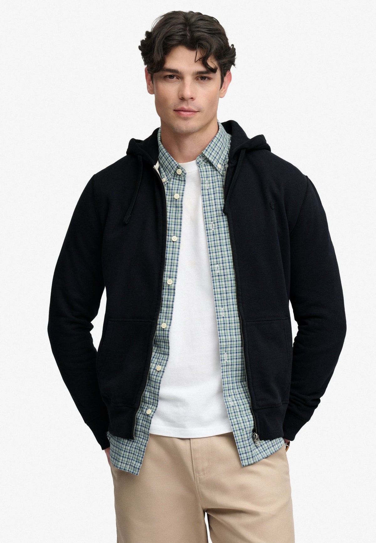 Superdry Essential Sdco Logo Ziphood in Dark Navy on model