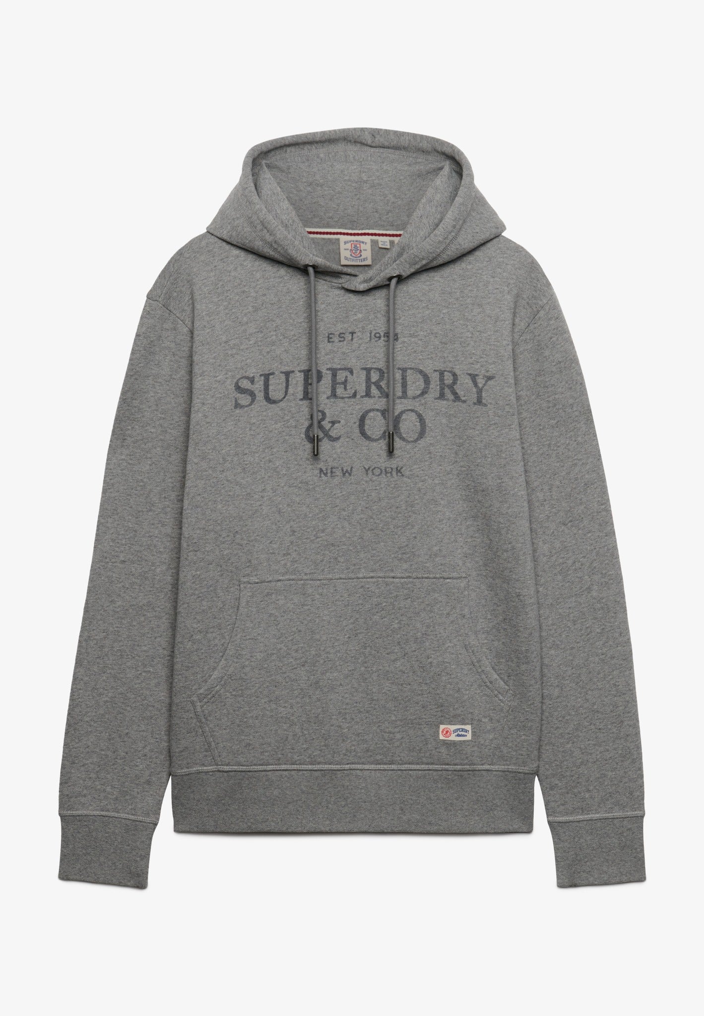 Superdry 1954 Company Relaxed Hood in Dark Vintage Grey Marl front view