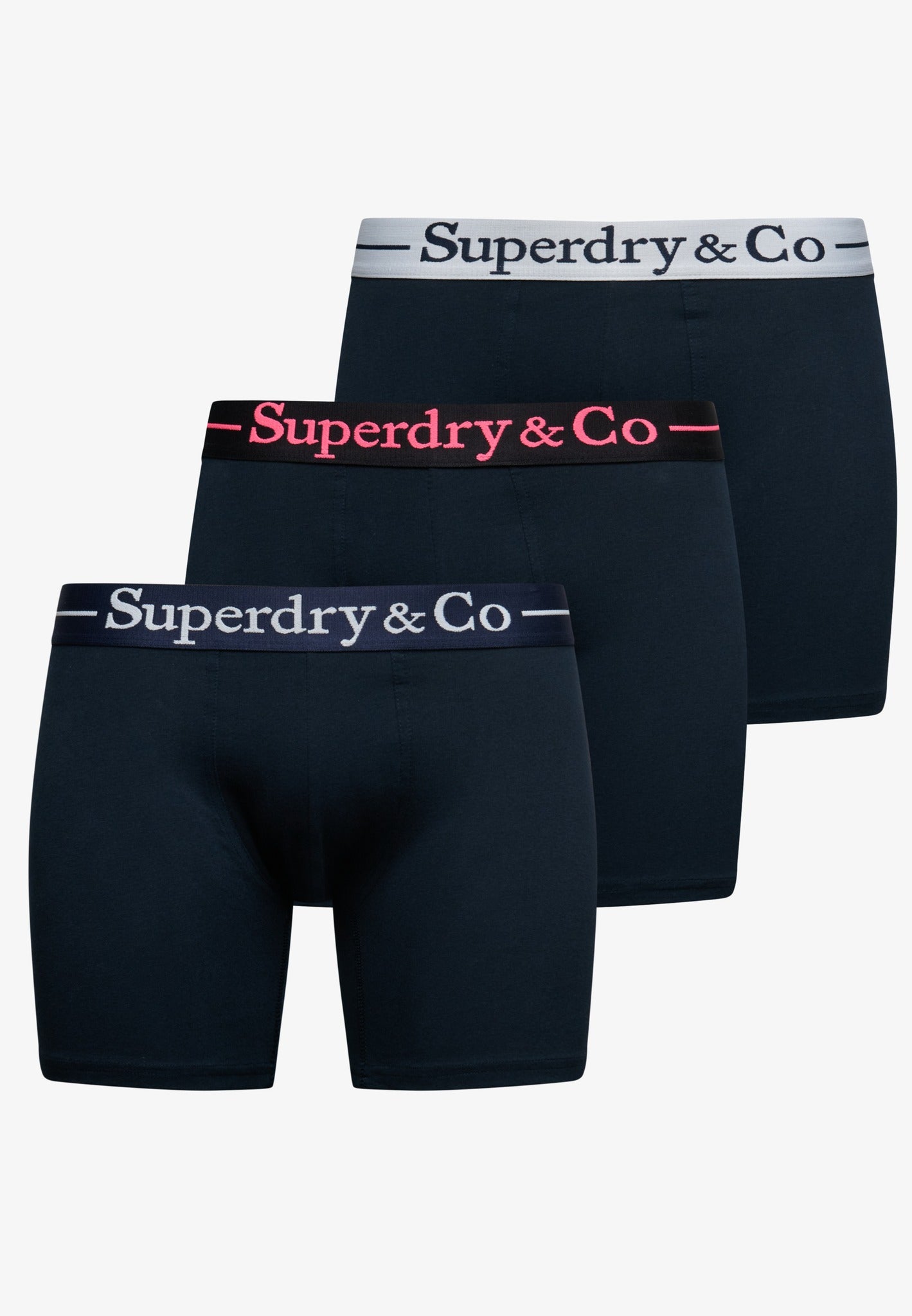 Superdry & Co Boxer Triple Pack in Navy front view