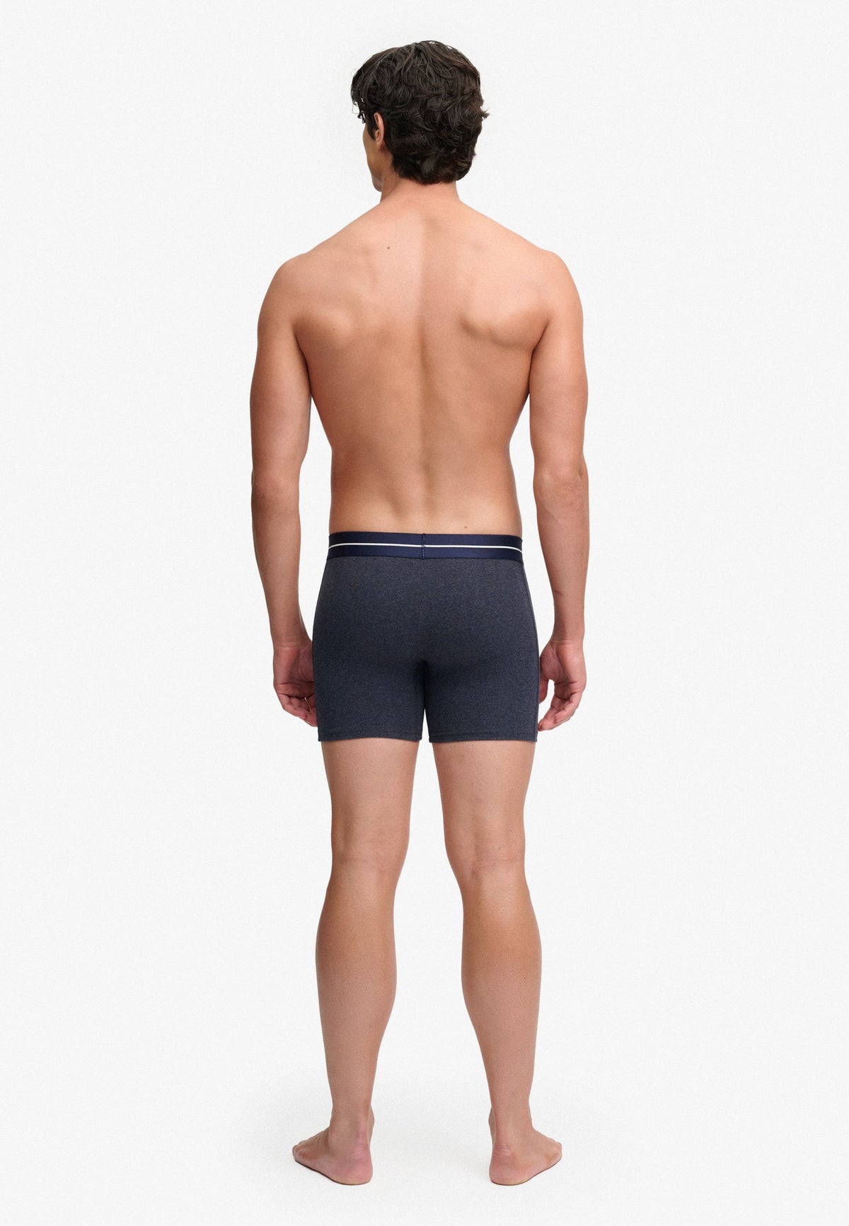 Superdry & Co Boxer Triple Pack in Navy Marl/Indigo Marl/Bluegrit back view on model